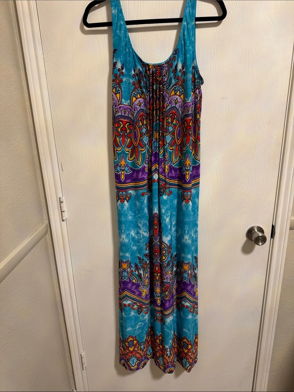 Glamour Vibrant‎ Boho Colorful Maxi Dress Women's 16 Scoop Neck Summer Beach